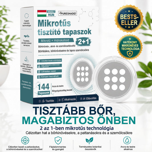 ✨✨PURESHADE® 2 az 1-ben mikrotűs és hidrokolloid tapasz🍀 | Kiálló anyajegyek, aknék, lapos szemölcsök és bőrnövedékek eltávolítására | Segít csökkenteni a ráncokat, hegeket és bőrhibákat | Láthatatlan tapasz az arcra és testre