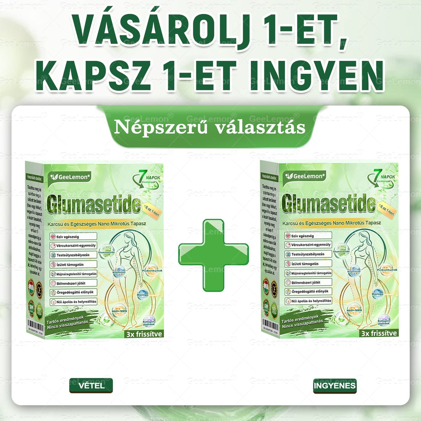 ✅❤️Moringa · Berberine × NAD+ 10-in-1 Advanced Nano GeeLemon® Glumasetide 8az 1-ben Karcsú és EgészségesNano Mikrotűs Tapasz (Napi 1alkalom – látható változásakár 7 nap alatt) ✅ Elhízásra,bőrfeszesítésre,cukorbetegségre, alvásiapnoéra, ízületekre stb HU