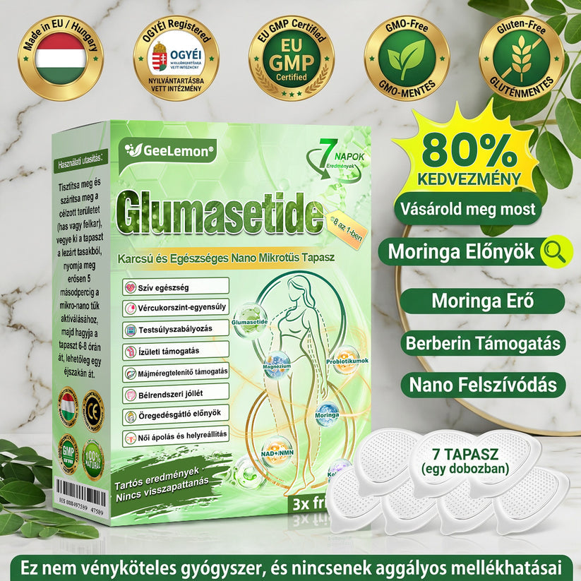 ✅❤️Moringa · Berberine × NAD+ 10-in-1 Advanced Nano GeeLemon® Glumasetide 8az 1-ben Karcsú és EgészségesNano Mikrotűs Tapasz (Napi 1alkalom – látható változásakár 7 nap alatt) ✅ Elhízásra,bőrfeszesítésre,cukorbetegségre, alvásiapnoéra, ízületekre stb HU