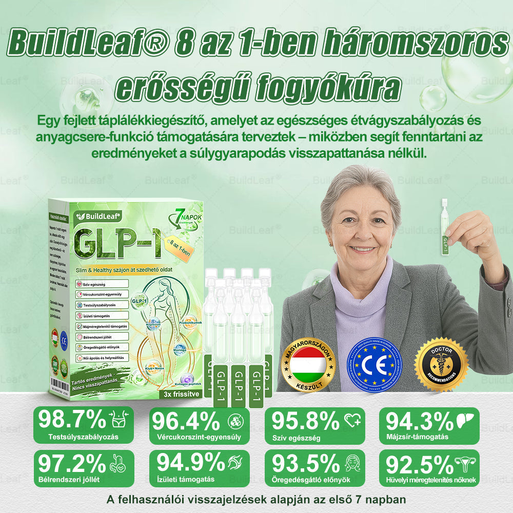 🔥Karácsonyi limitált | BuildLeaf® GLP-1 8-in-1 Orális Megoldás ✅ Támogatja az elhízás kezelését, a szív- és érrendszeri egészséget, a cukorbetegséget, az alvási apnoét, a bélrendszer egészségét, miközben feszesíti a bőrt és növeli az energiát.
