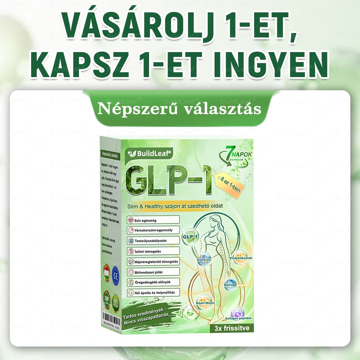 🔥Karácsonyi limitált | BuildLeaf® GLP-1 8-in-1 Orális Megoldás ✅ Támogatja az elhízás kezelését, a szív- és érrendszeri egészséget, a cukorbetegséget, az alvási apnoét, a bélrendszer egészségét, miközben feszesíti a bőrt és növeli az energiát.